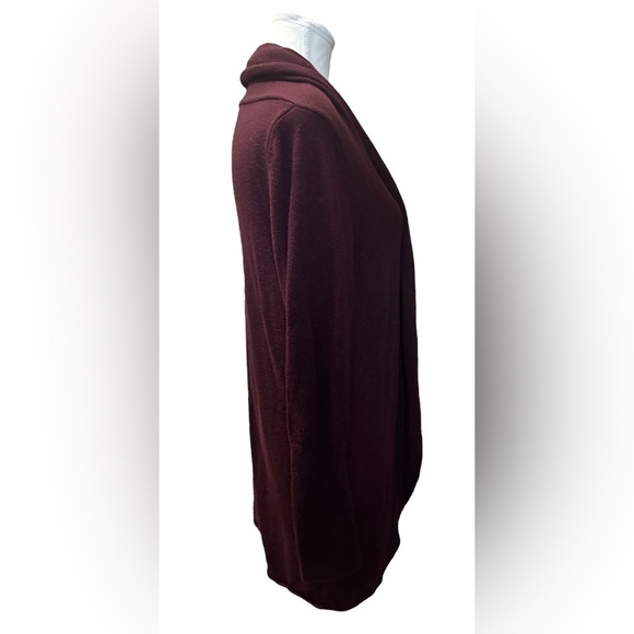 Leith | Burgundy Dolman Sleeve Shawl Collar Long Cardigan (L) - Picture 3 of 7